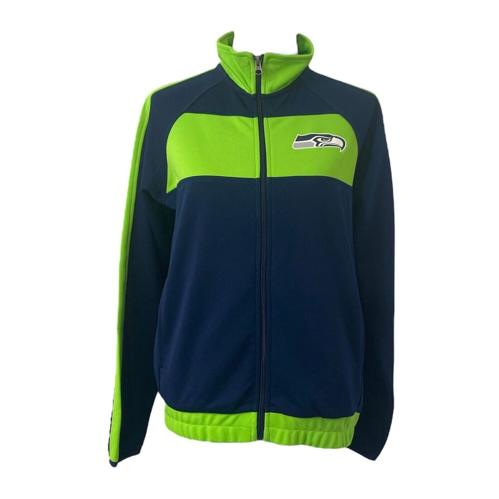 Seattle Seahawks Women’s Track Jacket Blue and Green Full Zip Size Medium